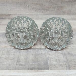 PartyLite~Crystal Rockport Pair~Votive/Tealight Candle Holders~EUC!